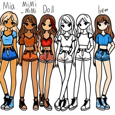 a group of girls wearing crop tops and shorts