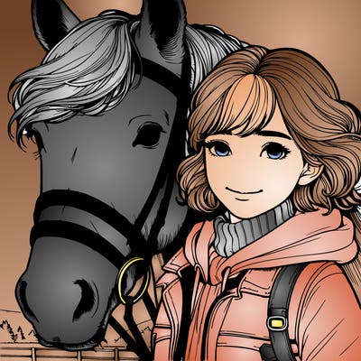 a girl with a horse realistic