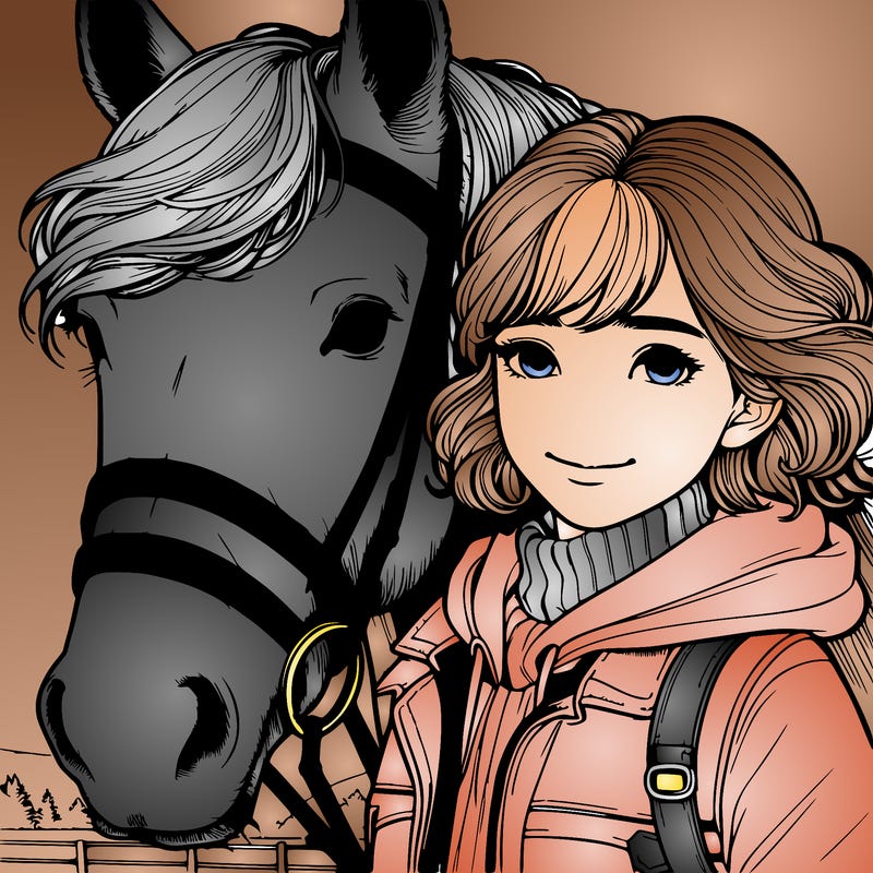 a girl with a horse realistic