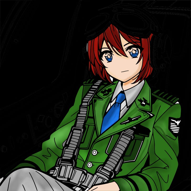 a pilot in plane in an anime design