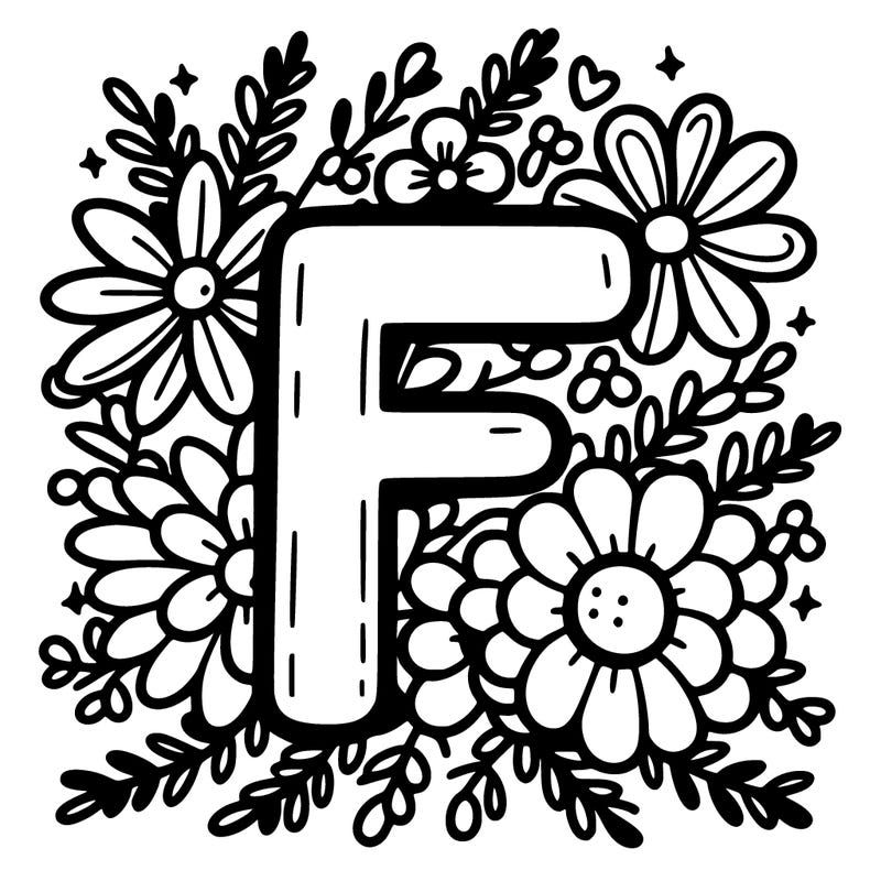 the initial f with flowers around it