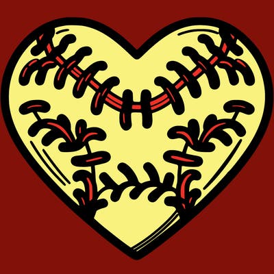 softball in shape of a heart