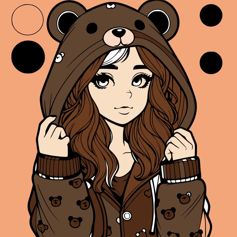 realistic girl in a animal pjs hoodie