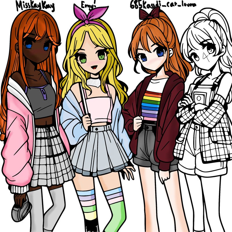 teen manga girls group of 4
