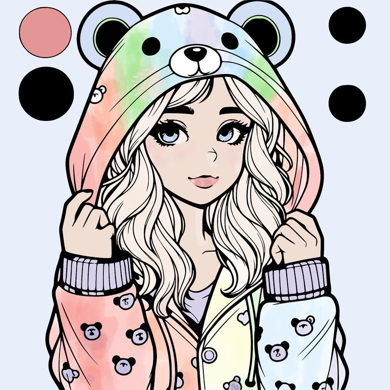 realistic girl in a animal pjs hoodie