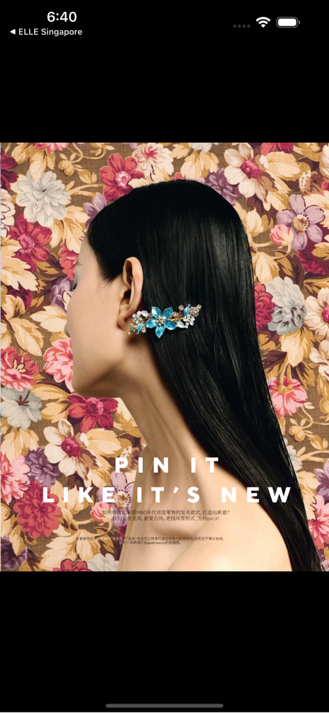 A fashion editorial page from Nuyou Singapore featuring a floral hair pin