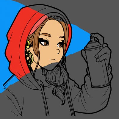 a realistic girl, spray painting