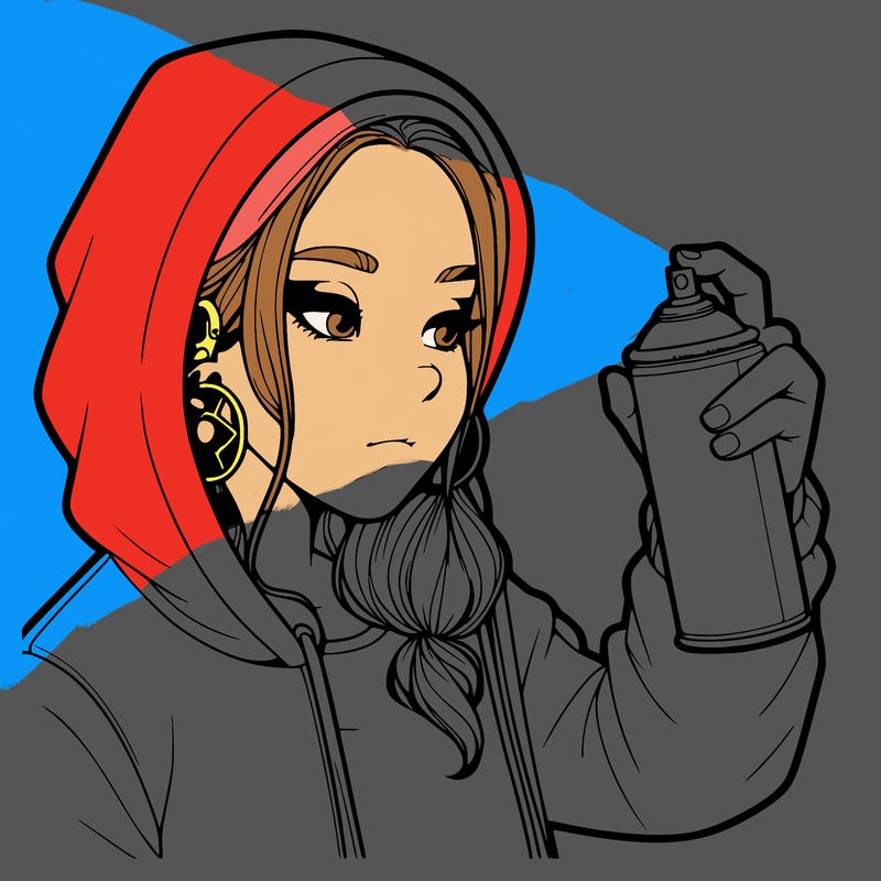 a realistic girl, spray painting