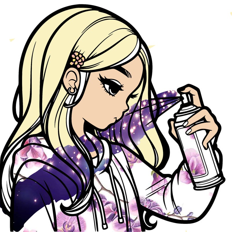 a realistic girl spray painting