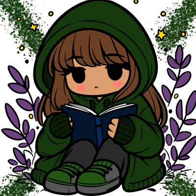girl in oversized hoodie reading a book