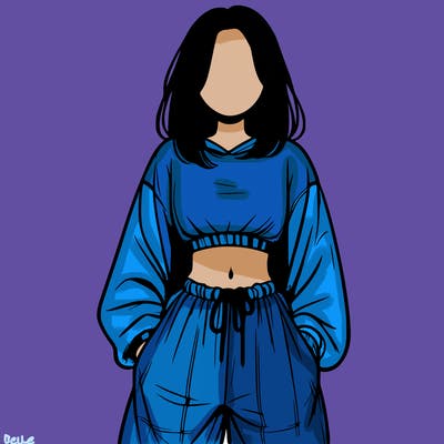 realistic girl faceless with baggy pants and a crop top