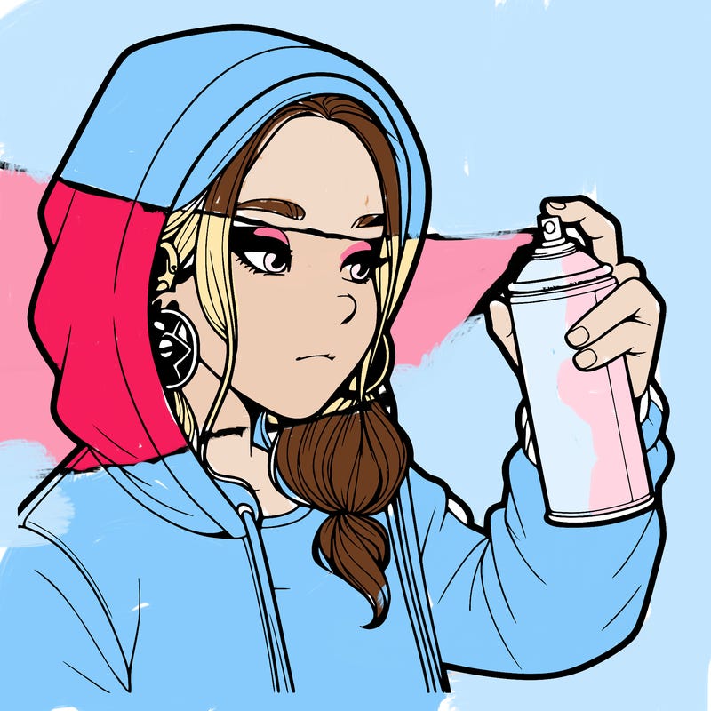 a realistic girl, spray painting