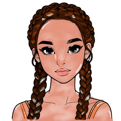 realistic girl with braids