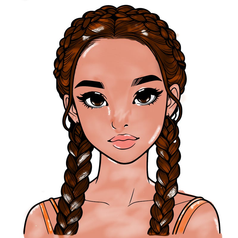 realistic girl with braids