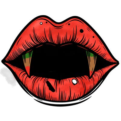 lips with vampire teeth