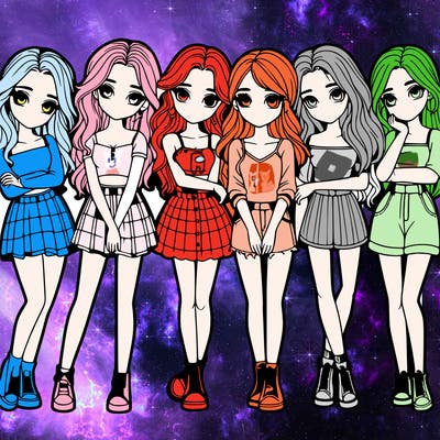 a group of girls realistic