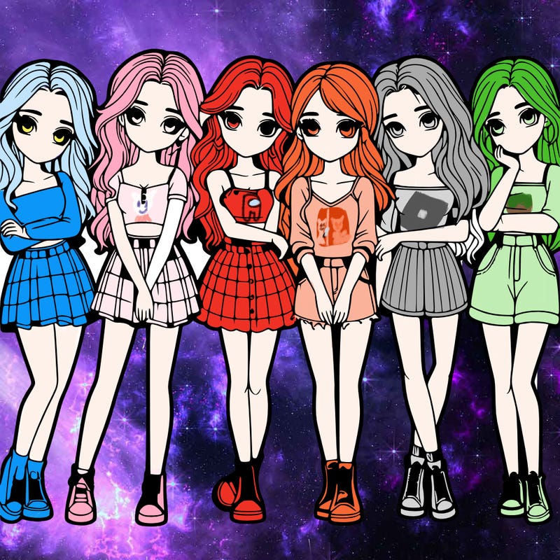 a group of girls realistic