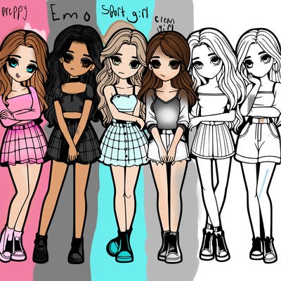 a group of girls realistic