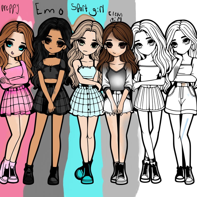 a group of girls realistic