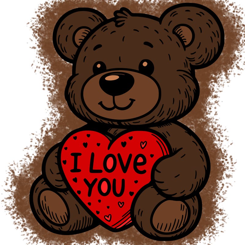 teddy bear holding an i love you heart
