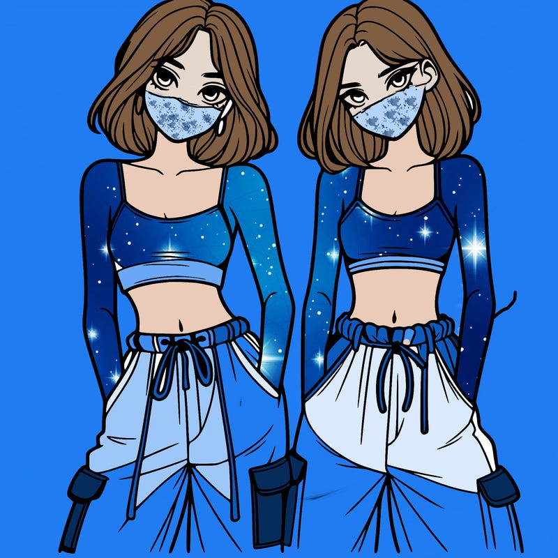 two girls with crop top with baggy pants