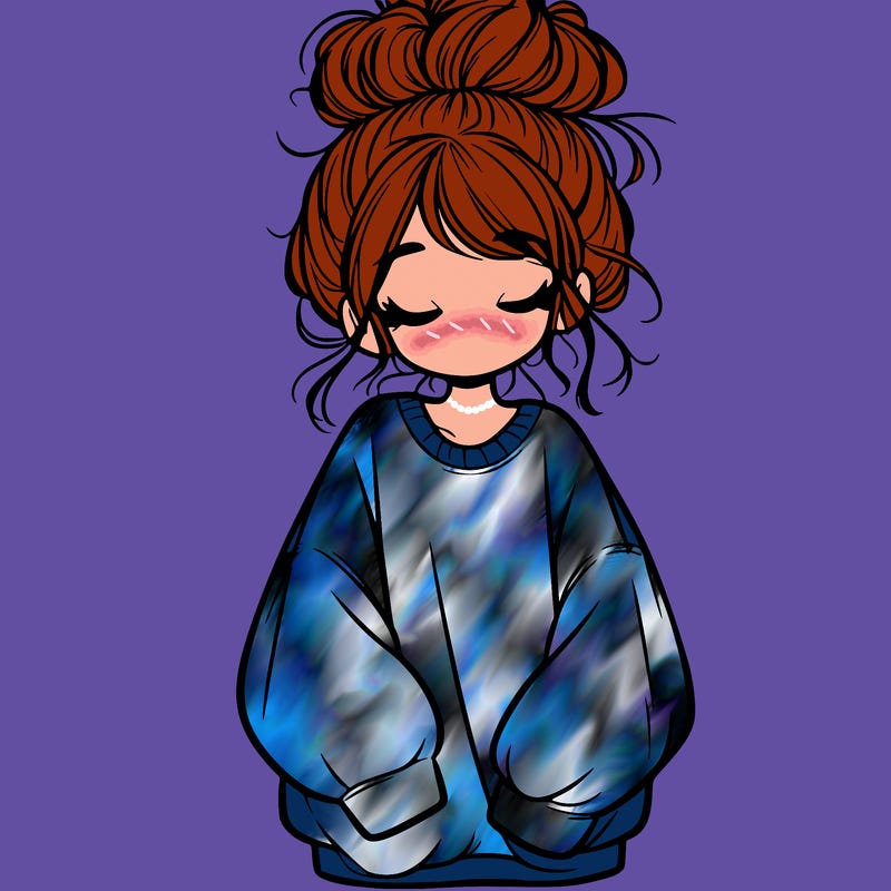 girl with baggy sweatshirt and messy bun