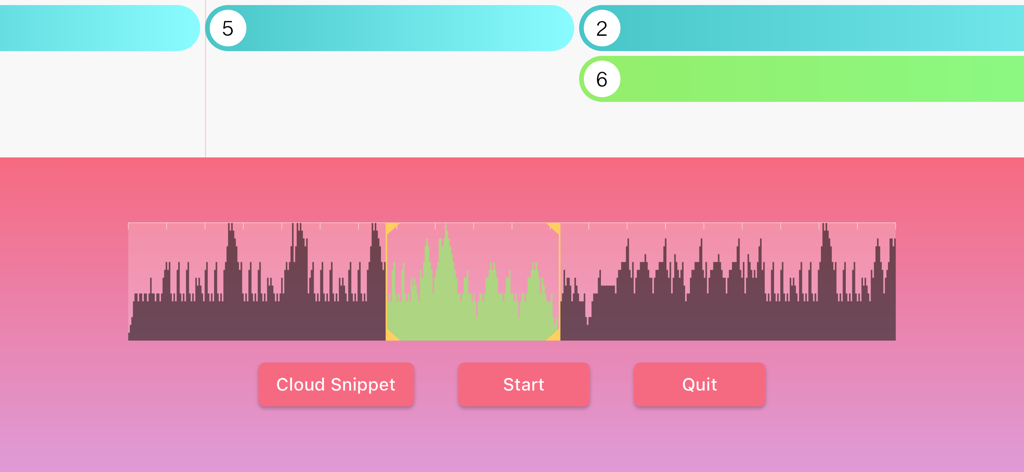 Interface for loop section practice in the SkyScores music app showing a waveform selection.