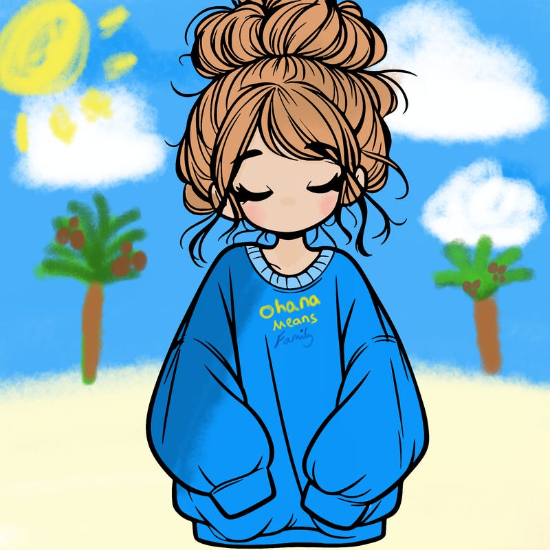 girl with baggy sweatshirt and messy bun