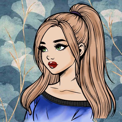 realistic girl with a high ponytail