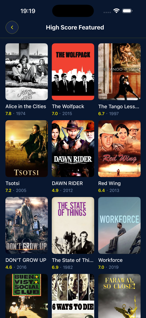 LOKTV: Video Player HD - LOKTV app interface showing a grid of high rated movies with titles and release years