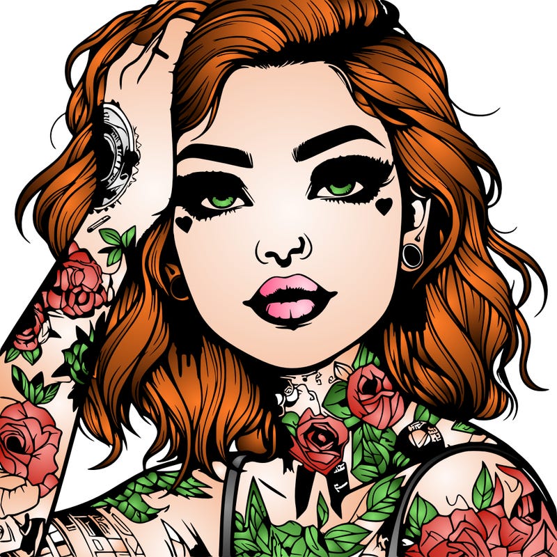 realistic girl with tattoos all over