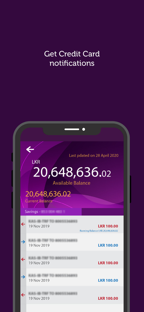 ComBank ePassbook - ComBank ePassbook app interface on a smartphone showing account balance and recent transaction history