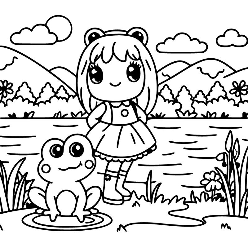 froggy girl bye a lake