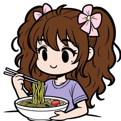 a girl eating ramen