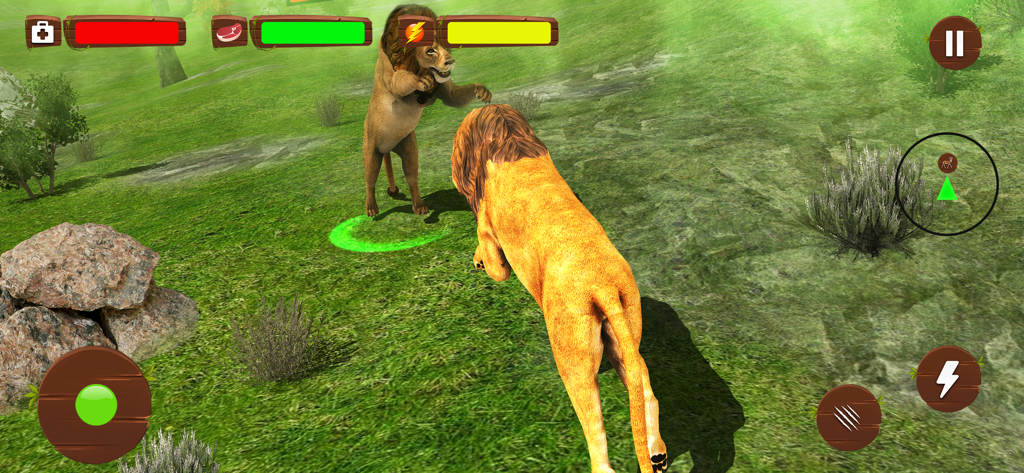 Ultimate Wild Lion Simulator - Un león luchando contra otro león en el juego simulador de leones salvajes.