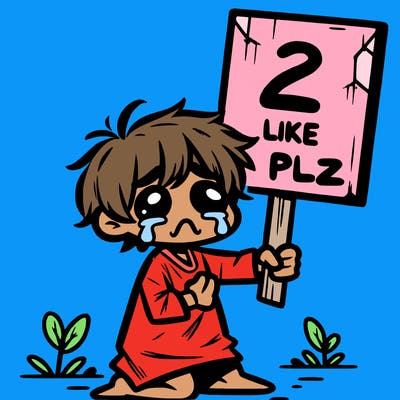 small poor toddler crying with sign that says 2 like plz