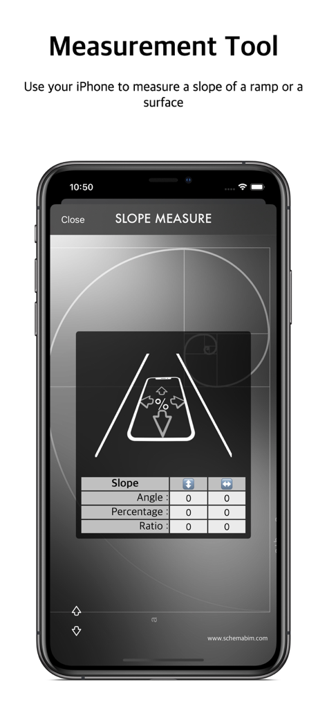 Slope Calculation Tool - Slope Calculation Tool app interface showing the slope measurement feature on an iPhone screen