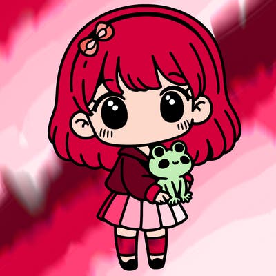 a cute girl holding a cute frog