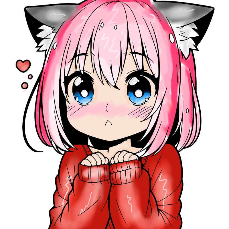 shy anime catgirl
