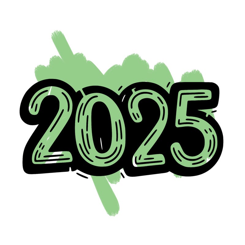 one line scrawled numbers sketch design “2025”