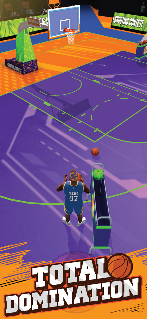 Basketball Master: Dunk Hero - A basketball player preparing to shoot in a shooting contest with the text Total Domination