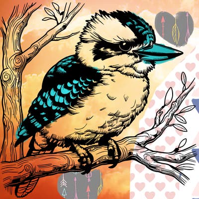 realistic kookaburra in a tree