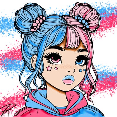 realistic girl with space buns