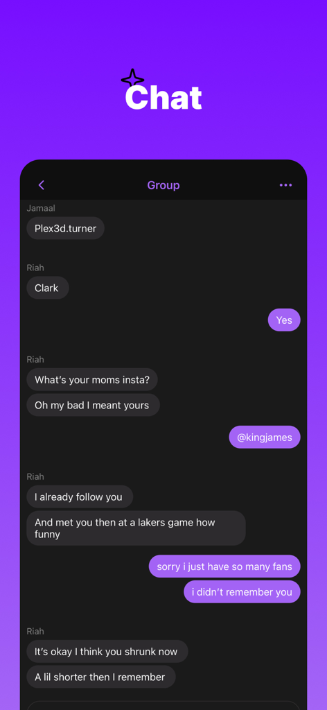 2 Man - Group chat interface of the 2 Man dating app showing casual messaging between users