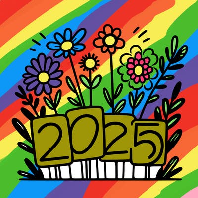 2025 sign with flowers