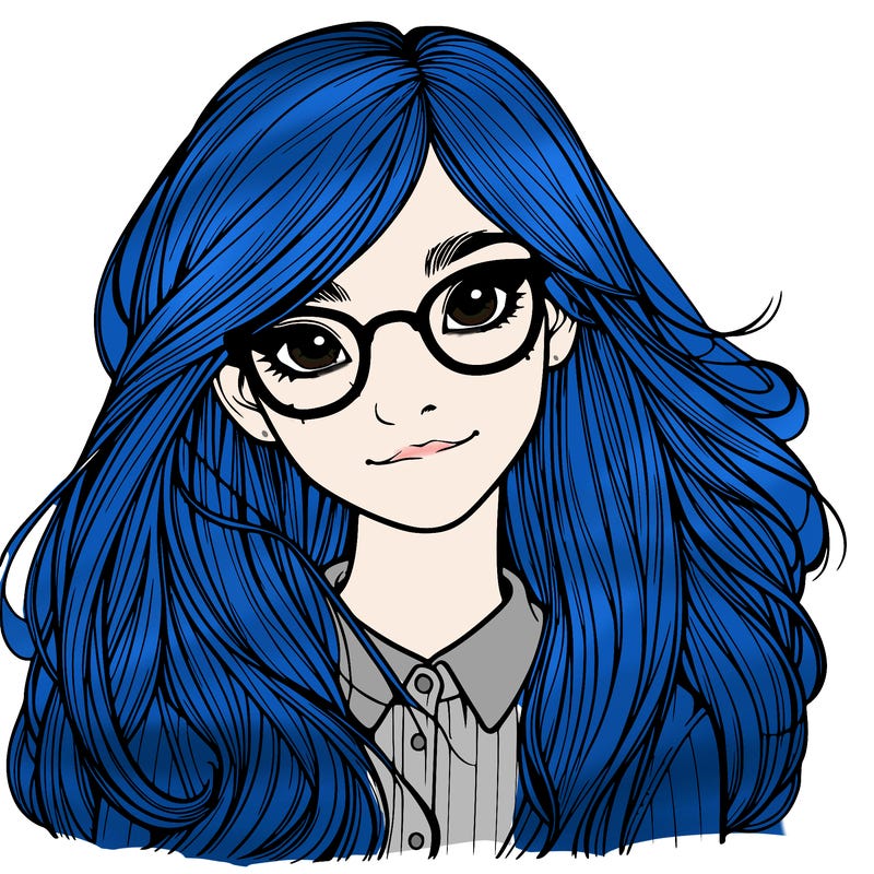 girl with long hair and freckles and glasses realistic