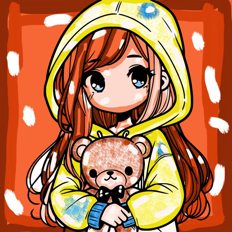 girl with big hoodie and long hair holding teddy bear