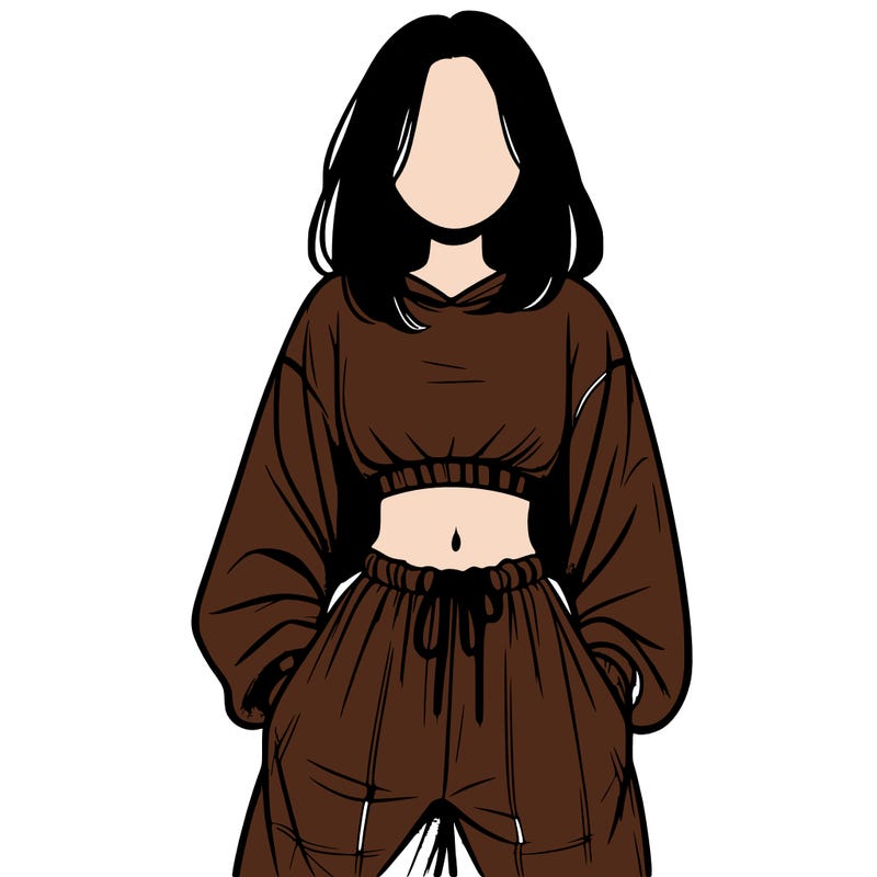 realistic girl faceless with baggy pants and a crop top