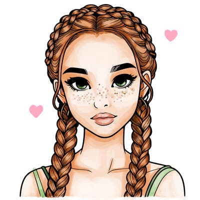 realistic girl with braids