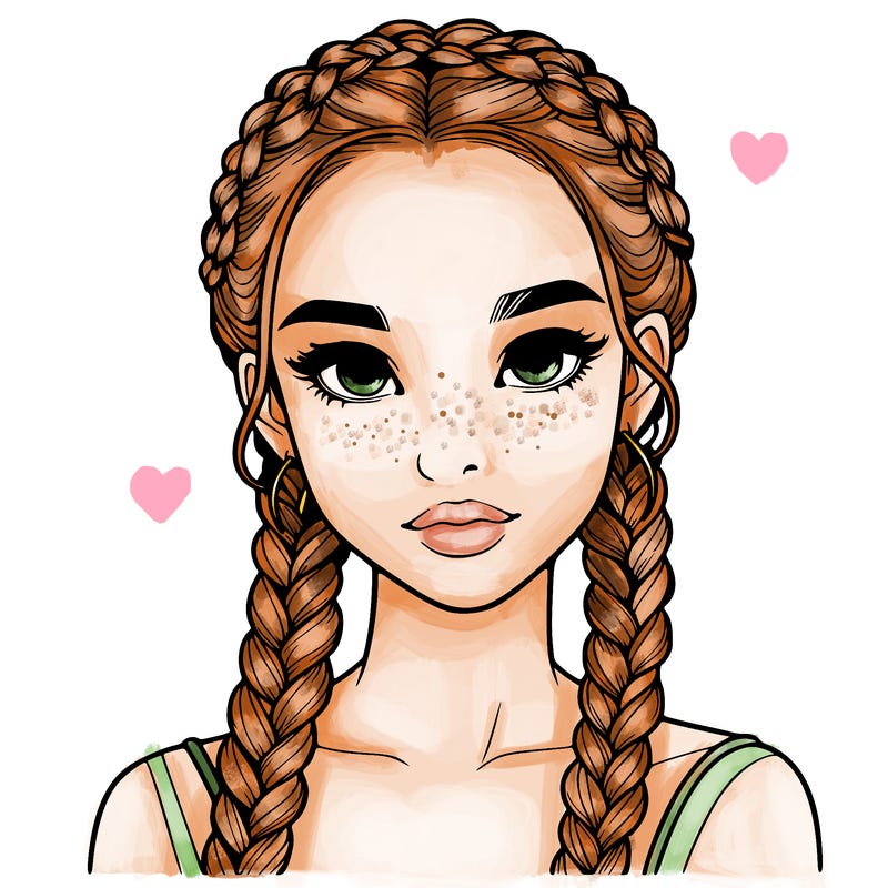 realistic girl with braids